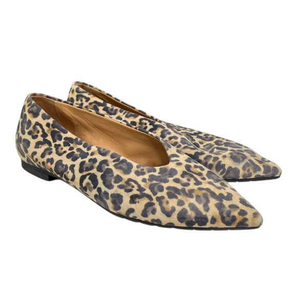 Mara Bini Leopard Print Point Toe Ballet Flats Size 39 Smart Capsule Wardrobe - Picture 1 of 11